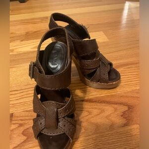 Chloe brown leather platform sandals size 37